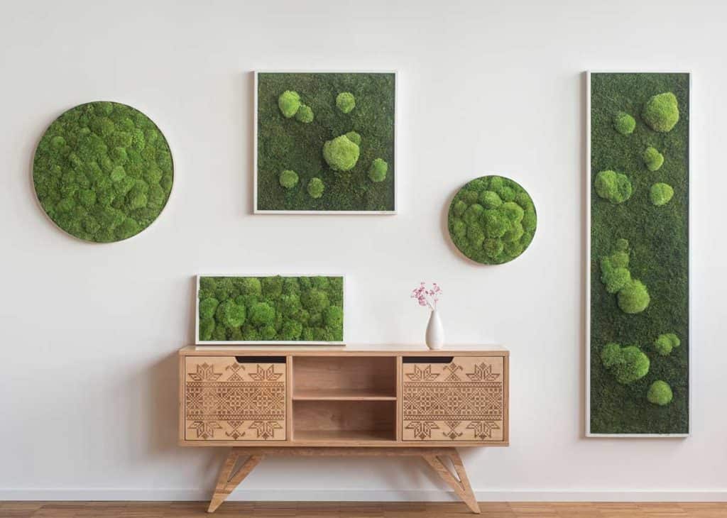 preserved moss wall in living room