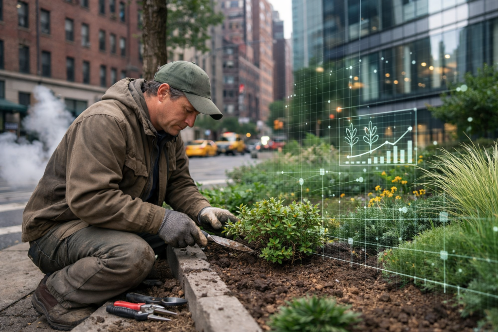 human vs AI designed landscapes in NYC